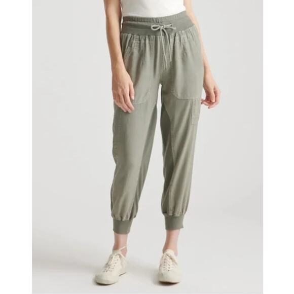 NWT Quince Utility Joggers Pants Women’s Large Green Tencel Travel Fall Autumn - Picture 11 of 11